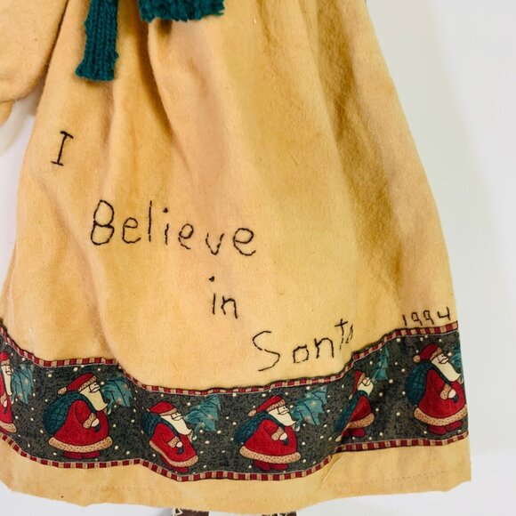 Primitive Christmas Angel Rag Doll Folk Art Handmade Signed VTG Rustic Country - Picture 7 of 16